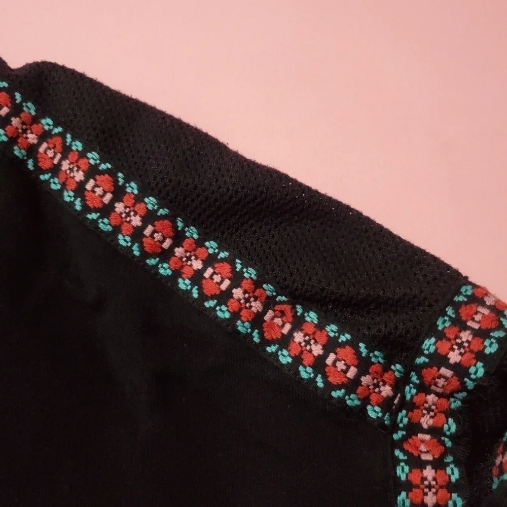 Forever 21 Colorful embroidered Flowers Floral Mesh Embroidery Zip Up Jacket - Picture 2 of 6